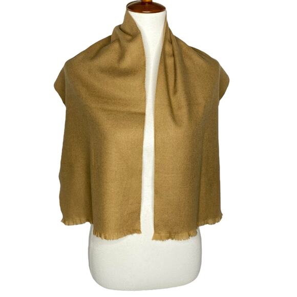 Vintage Handcraft Inc Short Scarf Beige Cashmere Virgin Wool Fringe Neck Warmer - Picture 2 of 8